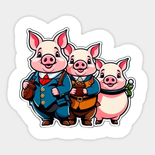 Happy piglets are adventurous Sticker